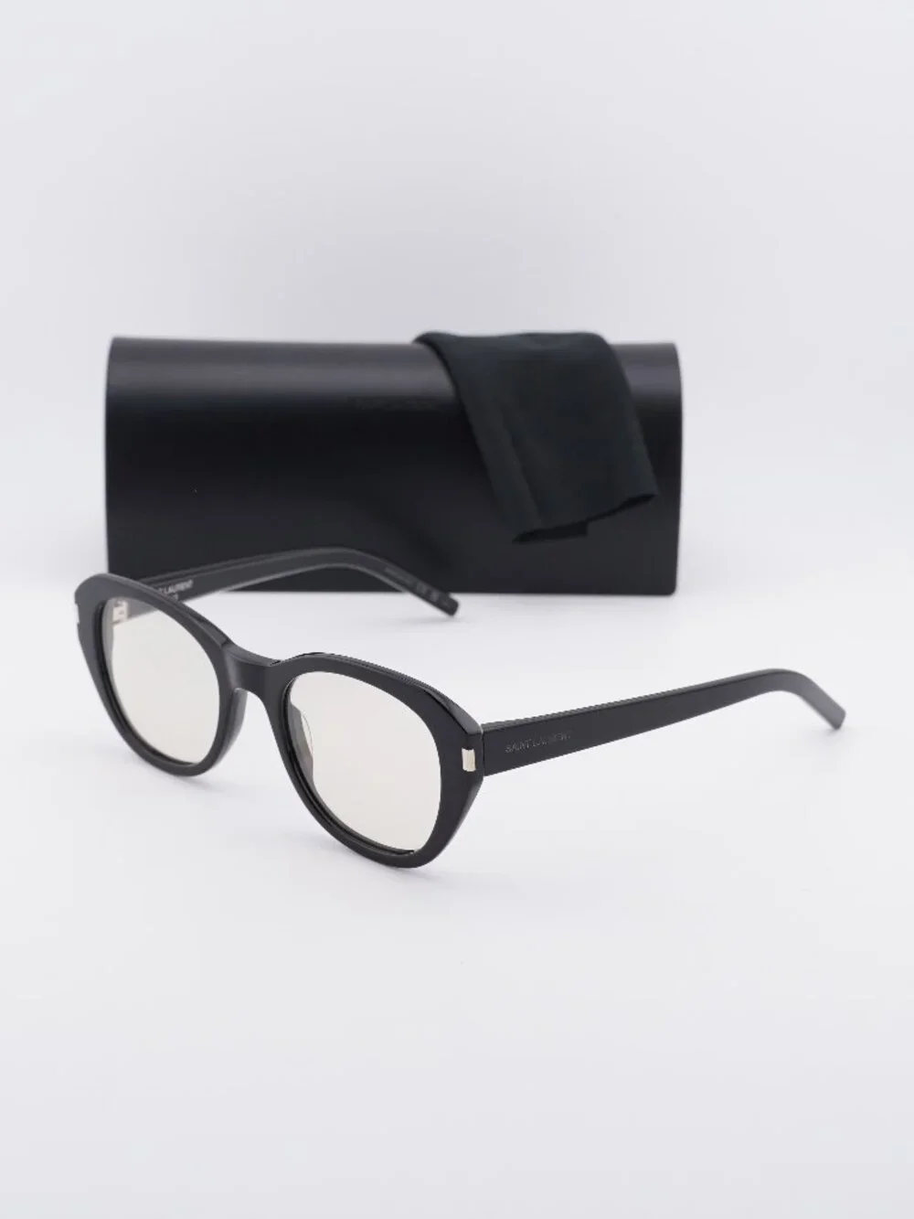 Saint Laurent SL604 001 Square Sunglasses - Black / Yellow